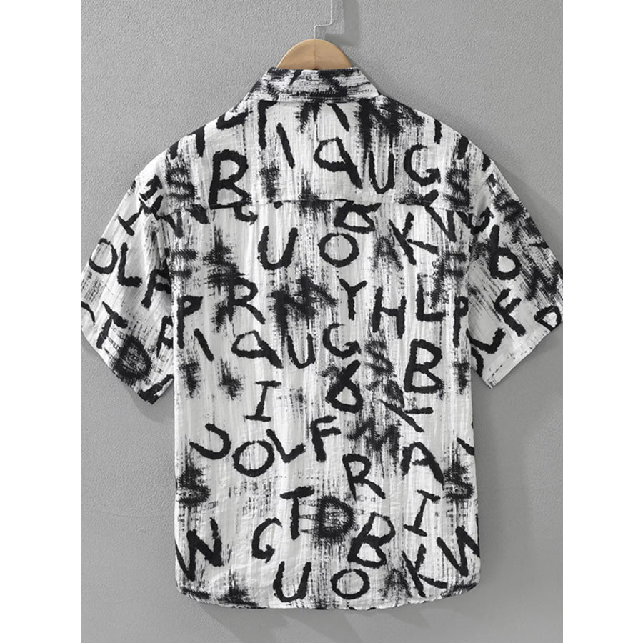 Men’s Plus Size Letter Print Short Sleeve Shirt Apparel and Accessories