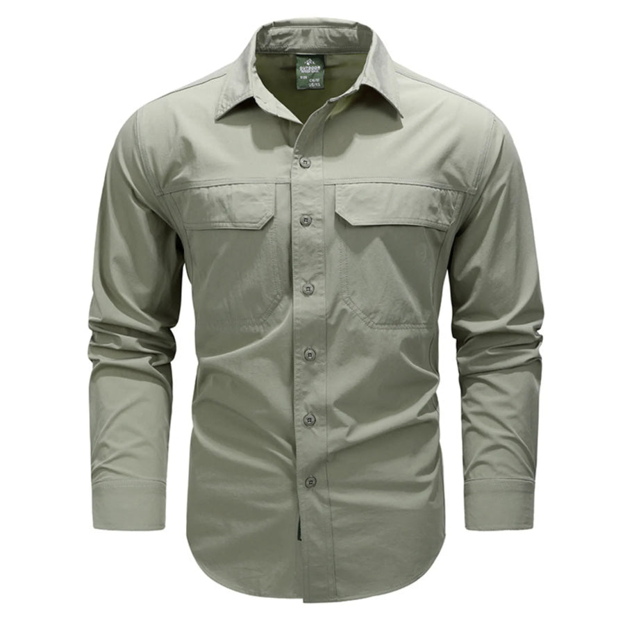 Men’s Plus Size Lightweight Button Up Shirt Bean Green / M Apparel and Accessories