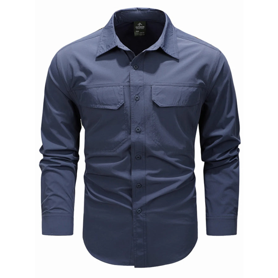 Men’s Plus Size Lightweight Button Up Shirt French Blue / M Apparel and Accessories