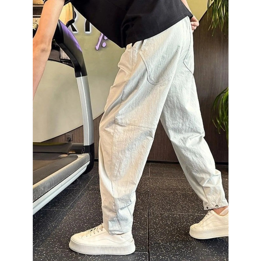 Men’s Plus Size Lightweight Casual Cargo Pants Light Gray / M Apparel and Accessories