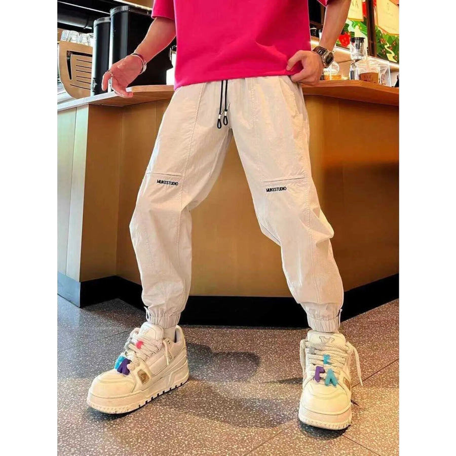 Men’s Plus Size Lightweight Casual Joggers Off-white / M Apparel and Accessories
