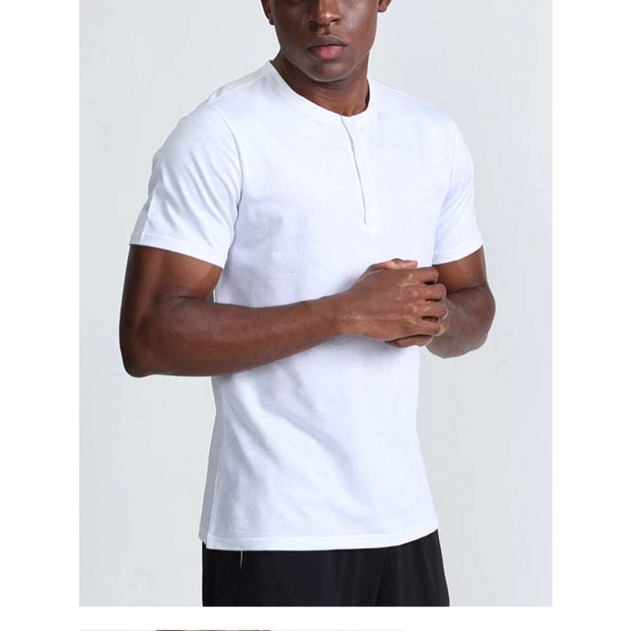 Men’s Plus Size Lightweight Henley Active T-Shirt White / M Apparel and Accessories