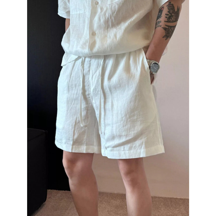 Men’s Plus Size Lightweight Linen Blend Shorts White / M Apparel and Accessories