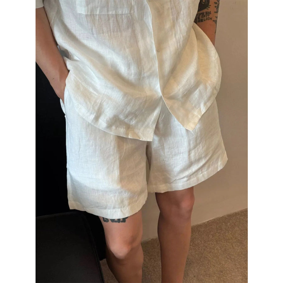 Men’s Plus Size Lightweight Linen Blend Shorts White / M Apparel and Accessories
