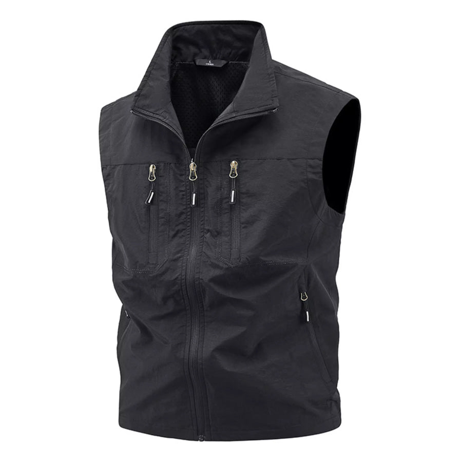 Men’s Plus Size Lightweight Multi-Pocket Outdoor Vest Black / M Apparel and Accessories