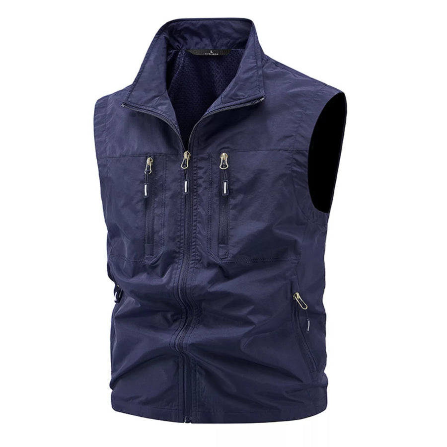 Men’s Plus Size Lightweight Multi-Pocket Outdoor Vest Dark Blue / M Apparel and Accessories