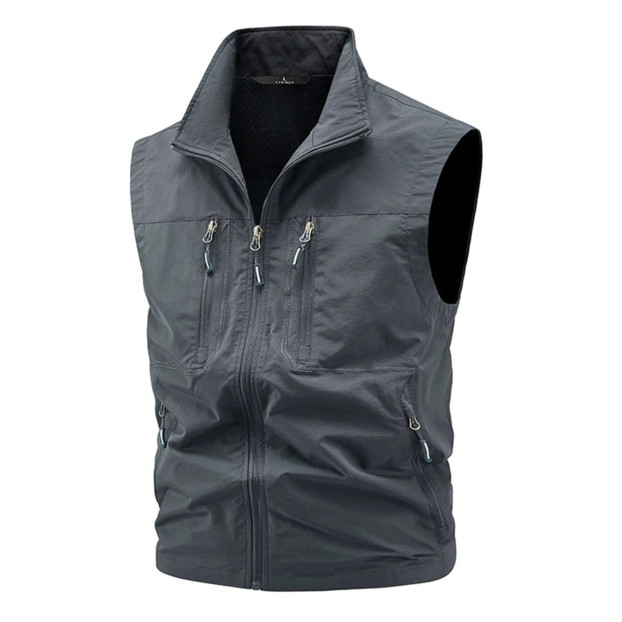 Men’s Plus Size Lightweight Multi-Pocket Outdoor Vest Dark Gray / M Apparel and Accessories