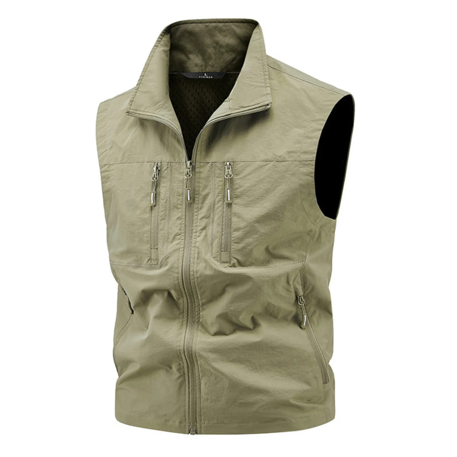 Men’s Plus Size Lightweight Multi-Pocket Outdoor Vest Khaki / M Apparel and Accessories