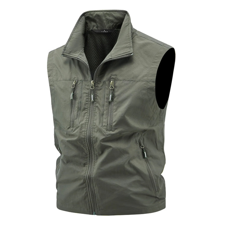 Men’s Plus Size Lightweight Multi-Pocket Outdoor Vest Military Green / M Apparel and Accessories