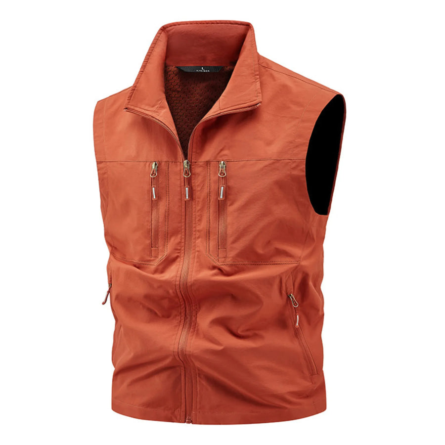 Men’s Plus Size Lightweight Multi-Pocket Outdoor Vest Orange / M Apparel and Accessories