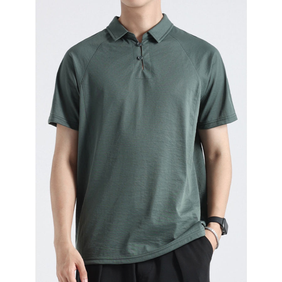 Men’s Plus Size Lightweight Short Sleeve Polo Dark Green / M Apparel and Accessories