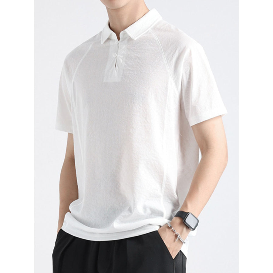 Men’s Plus Size Lightweight Short Sleeve Polo White / M Apparel and Accessories