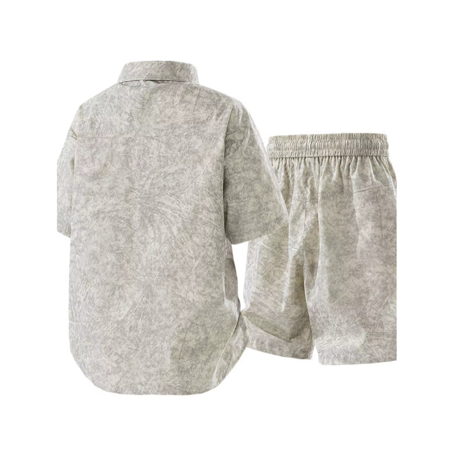 Men’s Plus Size Lightweight Textured Short Sleeve Shirt and Shorts Set Apparel and Accessories