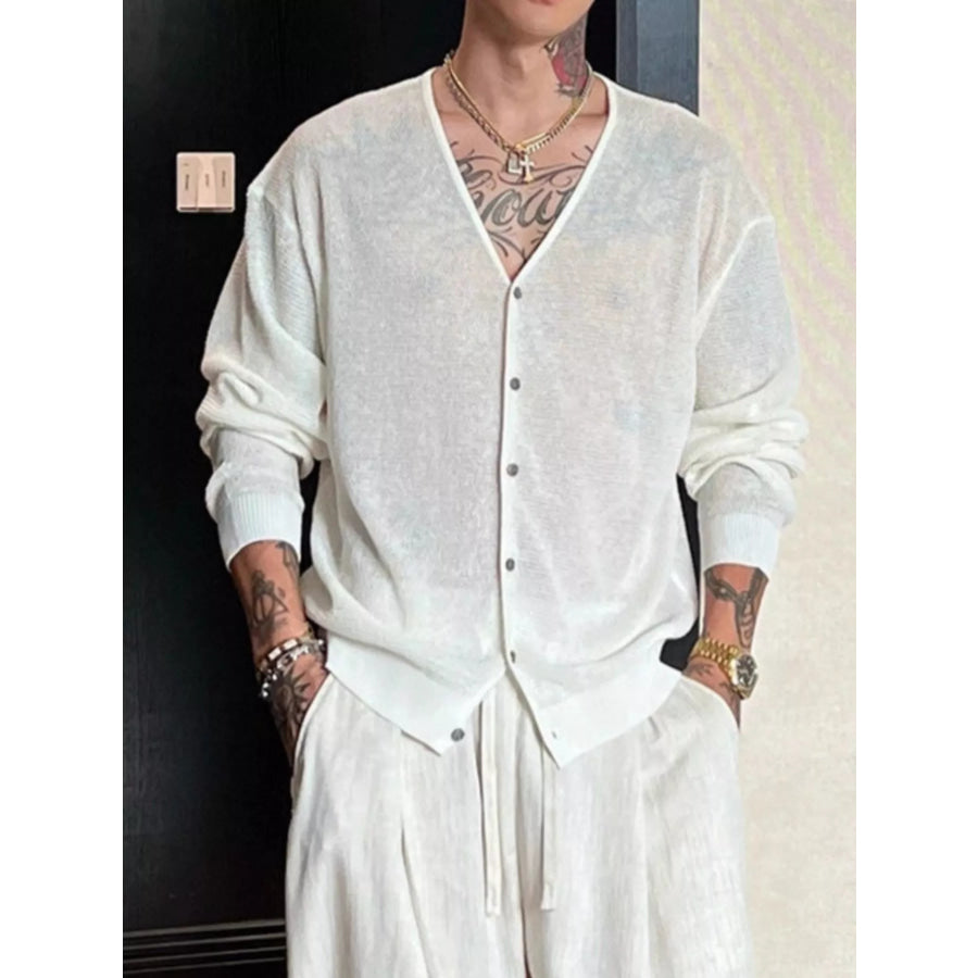 Men’s Plus Size Lightweight V-Neck Knit Cardigan Apparel and Accessories