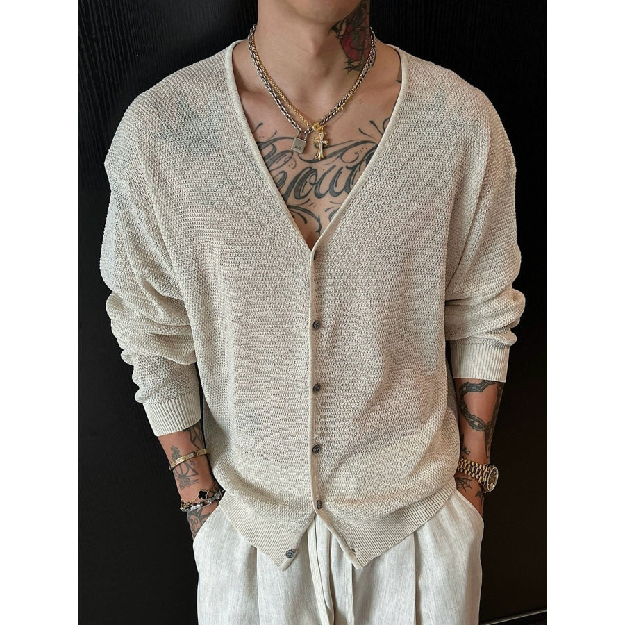 Men’s Plus Size Lightweight V-Neck Knit Cardigan Apparel and Accessories