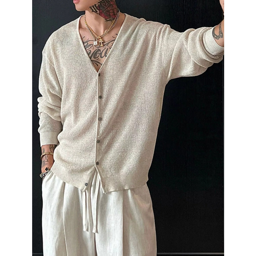 Men’s Plus Size Lightweight V-Neck Knit Cardigan Apparel and Accessories
