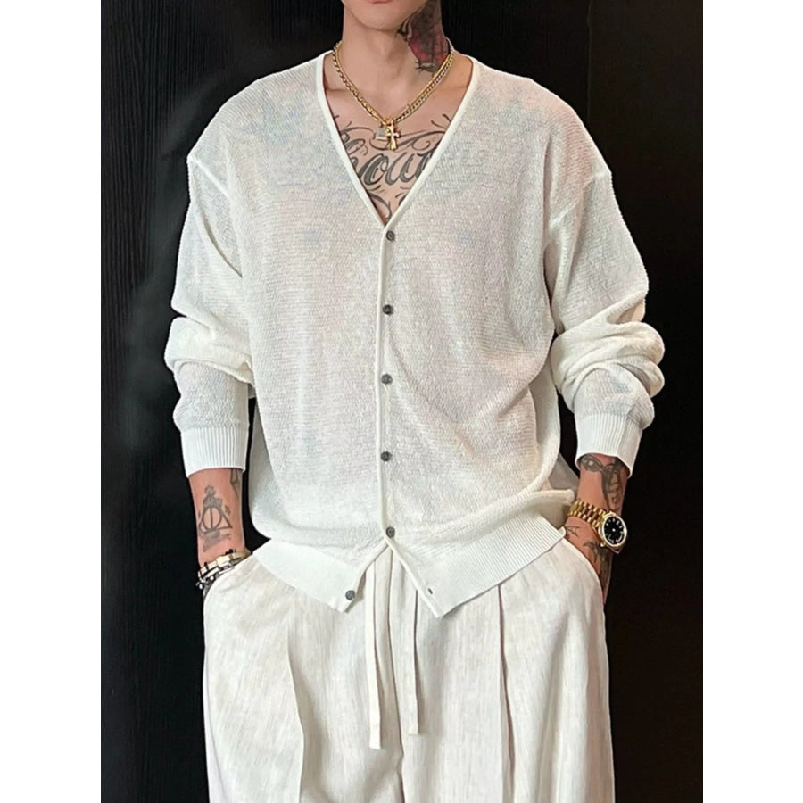 Men’s Plus Size Lightweight V-Neck Knit Cardigan Apparel and Accessories