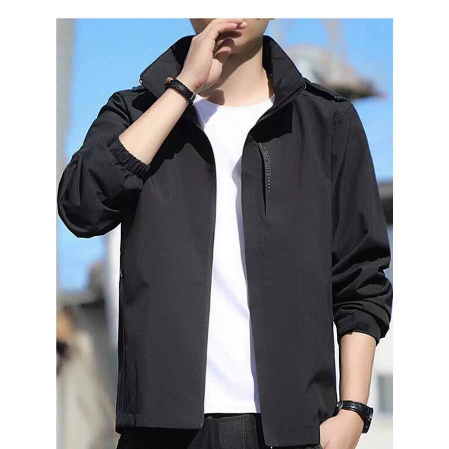 Men’s Plus Size Lightweight Windproof Casual Outdoor Jacket Black-Mens / M Apparel and Accessories