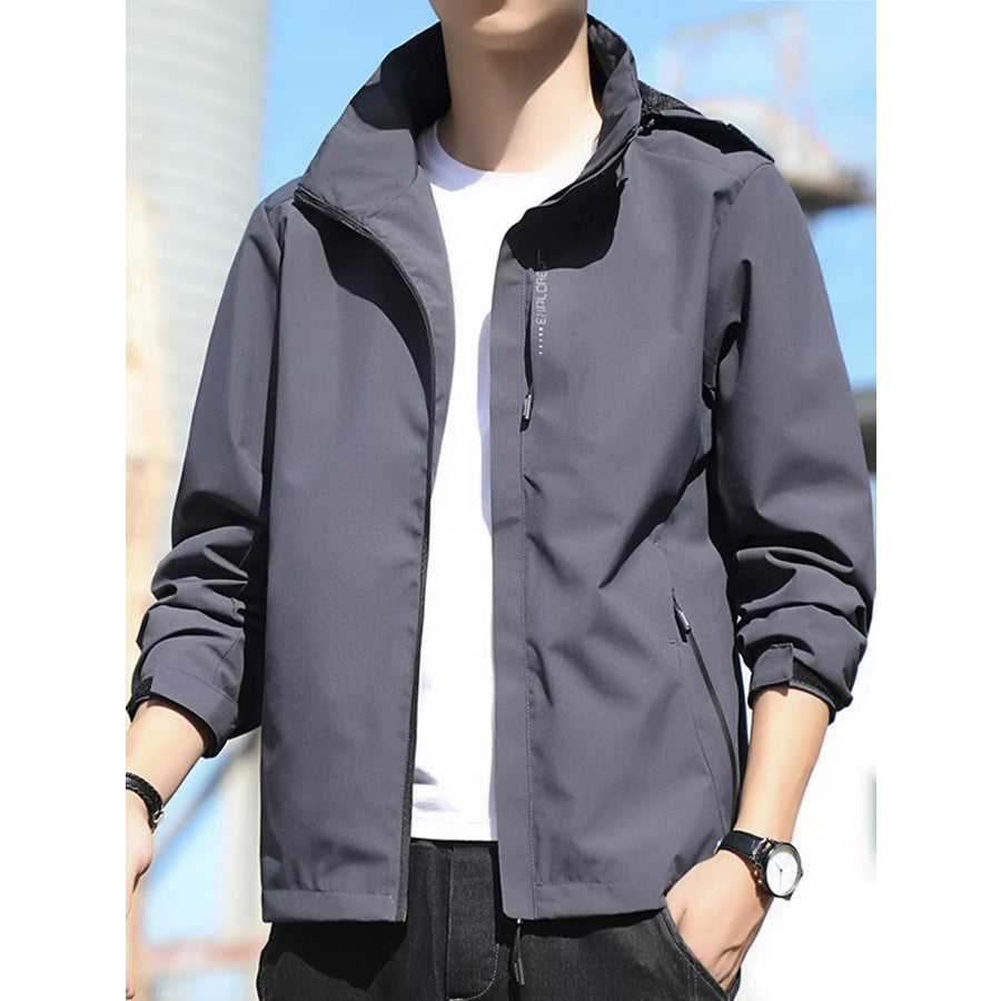 Men’s Plus Size Lightweight Windproof Casual Outdoor Jacket Dark Gray-Mens / M Apparel and Accessories