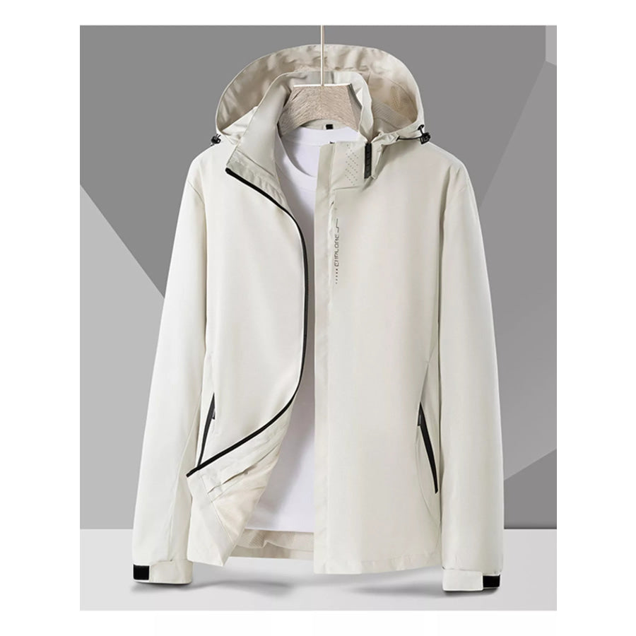 Men’s Plus Size Lightweight Windproof Casual Outdoor Jacket White-Mens / M Apparel and Accessories