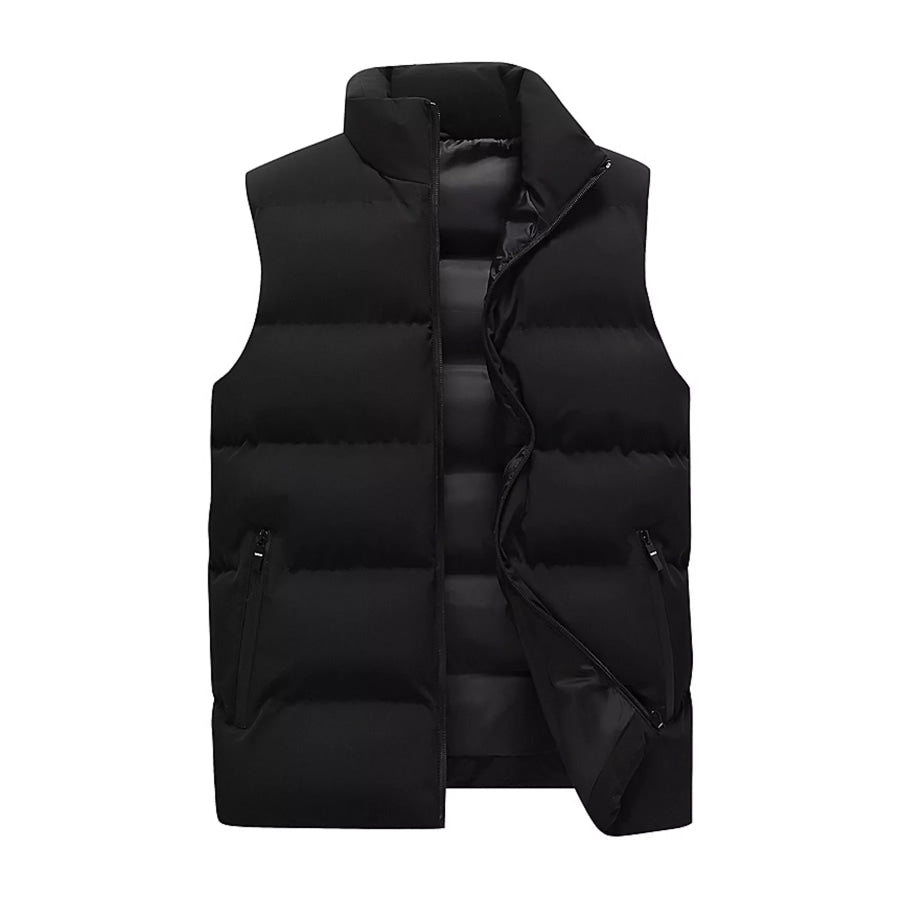 Men’s Plus Size Lightweight Zip Up Puffer Vest Black / M Apparel and Accessories