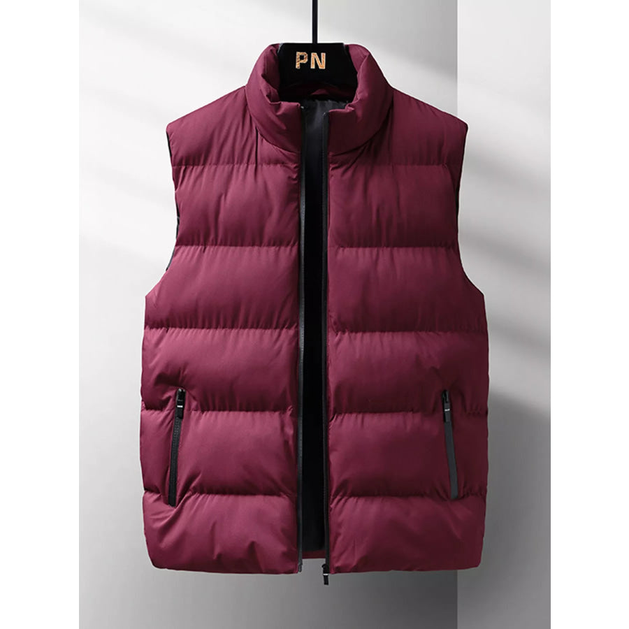 Men’s Plus Size Lightweight Zip Up Puffer Vest Burgundy / M Apparel and Accessories