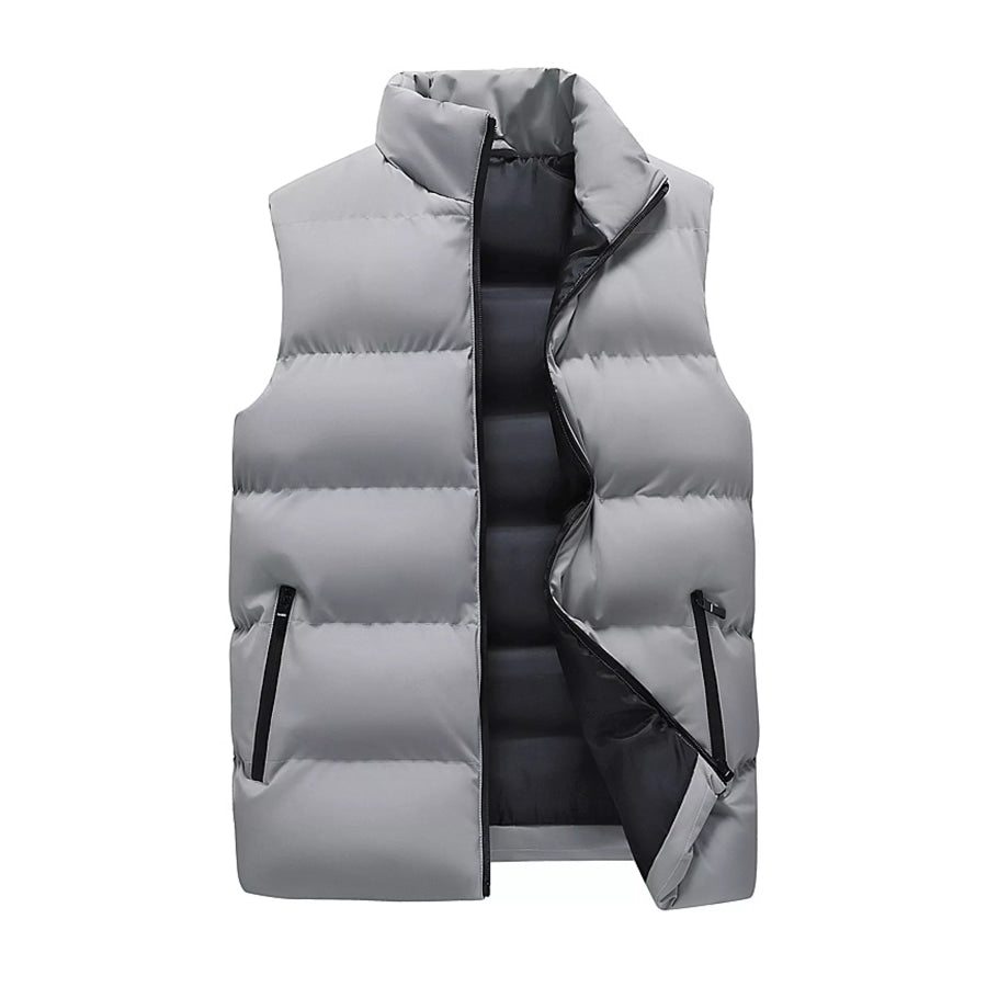 Men’s Plus Size Lightweight Zip Up Puffer Vest Gray / M Apparel and Accessories