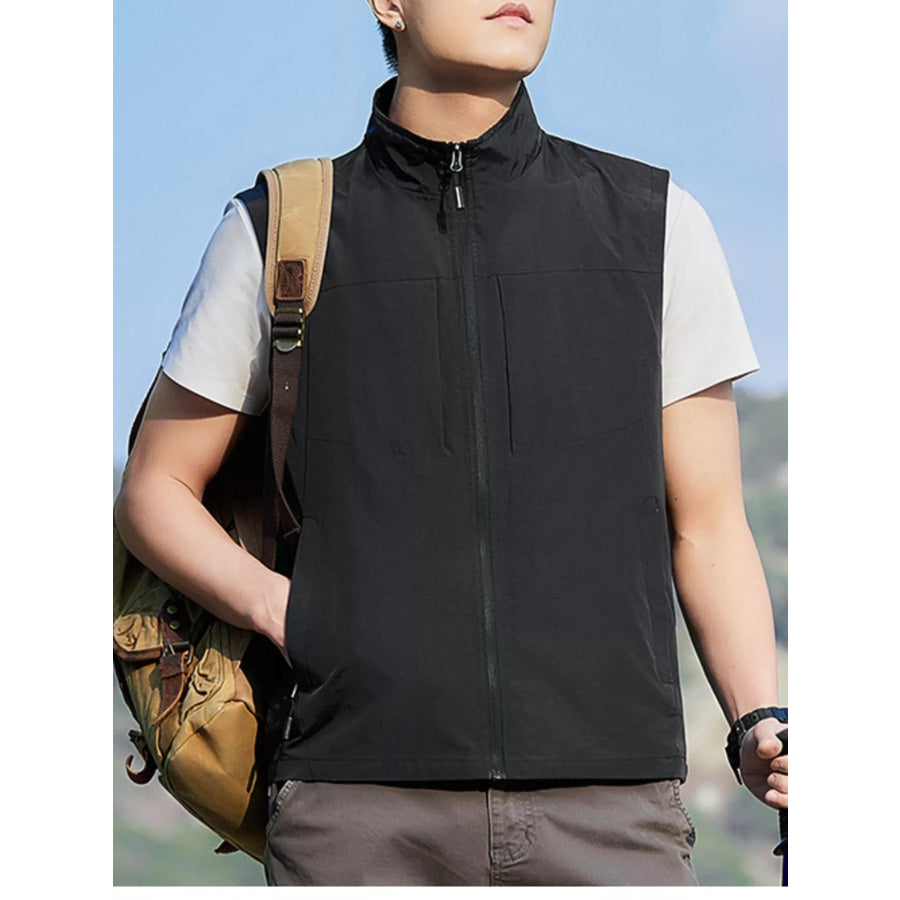 Men’s Plus Size Lightweight Zip Up Vest Black / M Apparel and Accessories