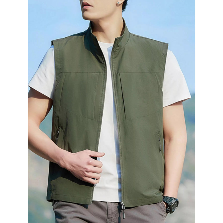 Men’s Plus Size Lightweight Zip Up Vest Matcha Green / M Apparel and Accessories