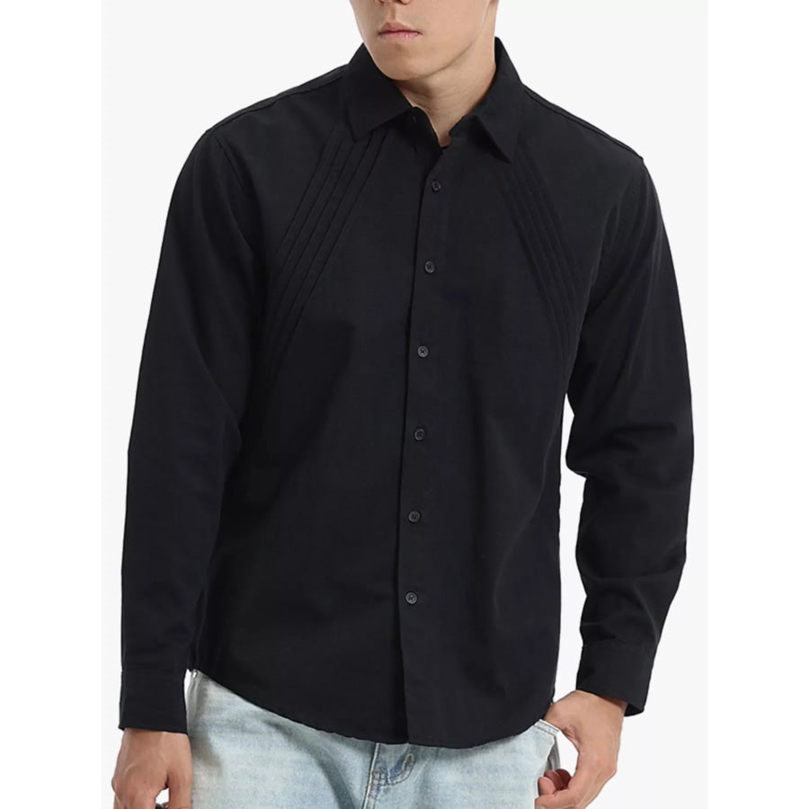 Men’s Plus Size Long Sleeve Button-Down Shirt Black / M Apparel and Accessories
