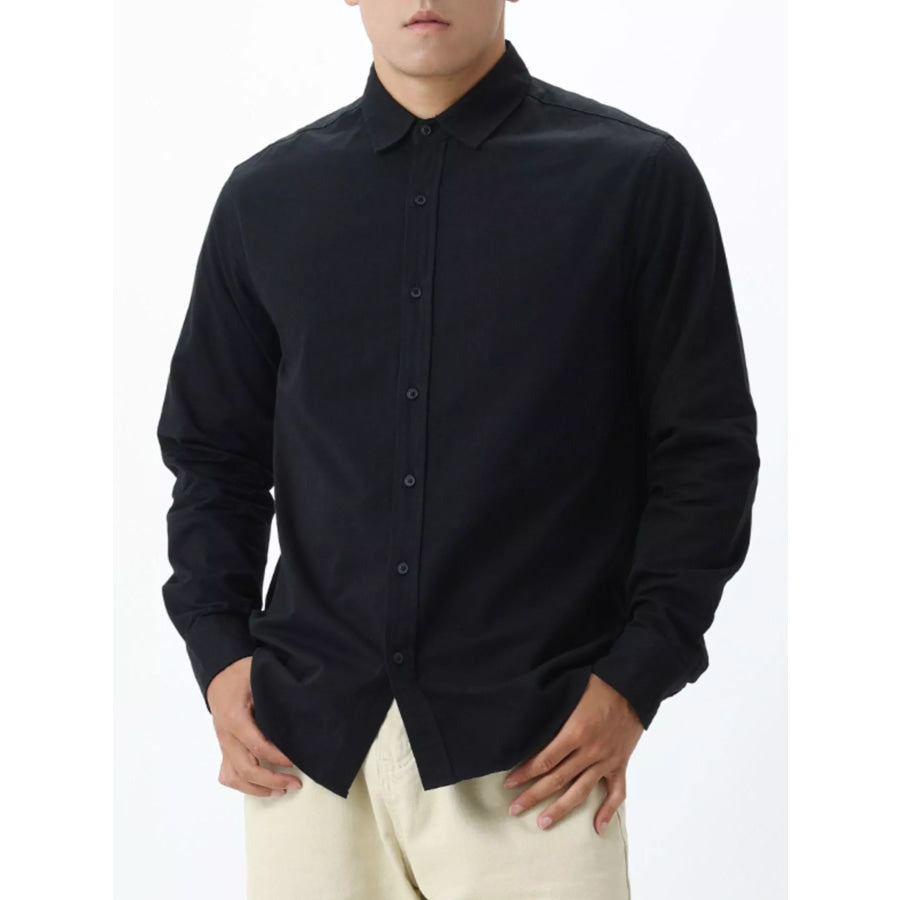 Men’s Plus Size Long-Sleeve Button-Down Shirt Black / M Apparel and Accessories