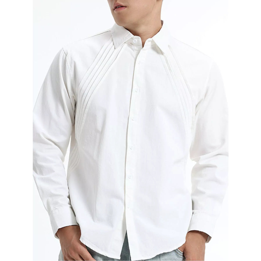 Men’s Plus Size Long Sleeve Button-Down Shirt White / M Apparel and Accessories
