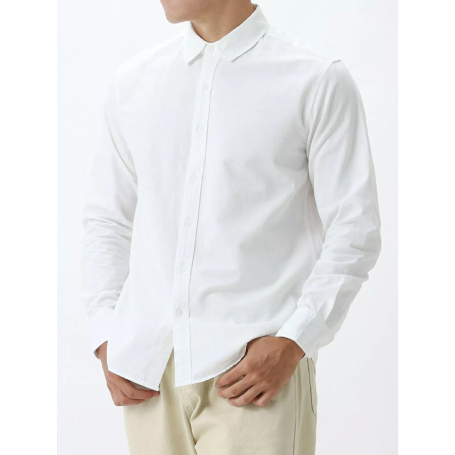 Men’s Plus Size Long-Sleeve Button-Down Shirt White / M Apparel and Accessories