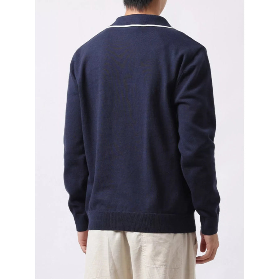 Men’s Plus Size Long-Sleeve Contrast Trim Polo Apparel and Accessories