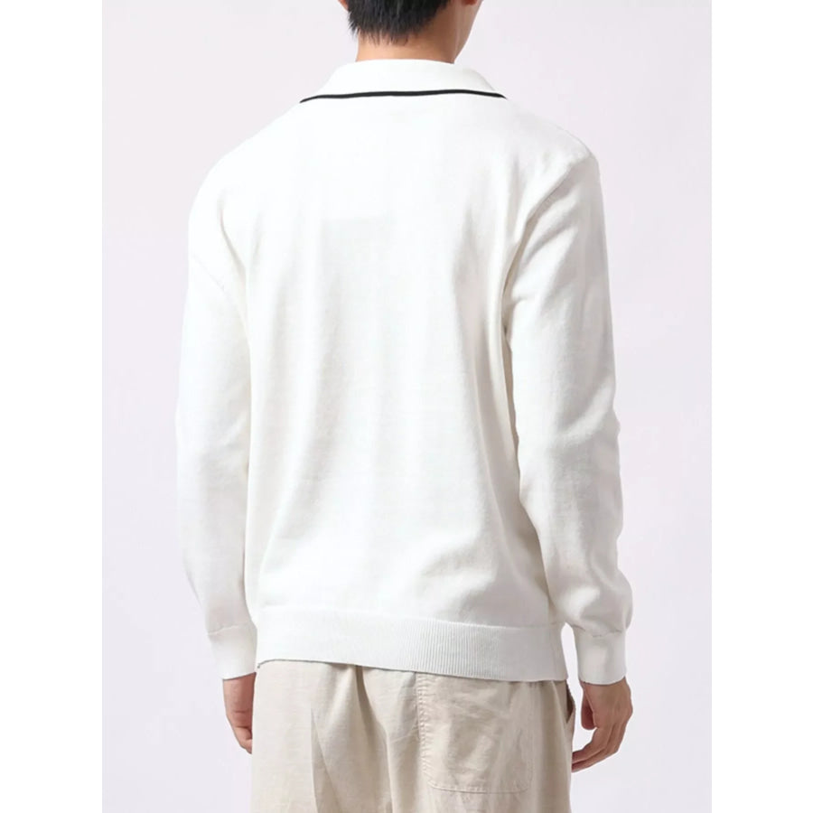 Men’s Plus Size Long-Sleeve Contrast Trim Polo Apparel and Accessories