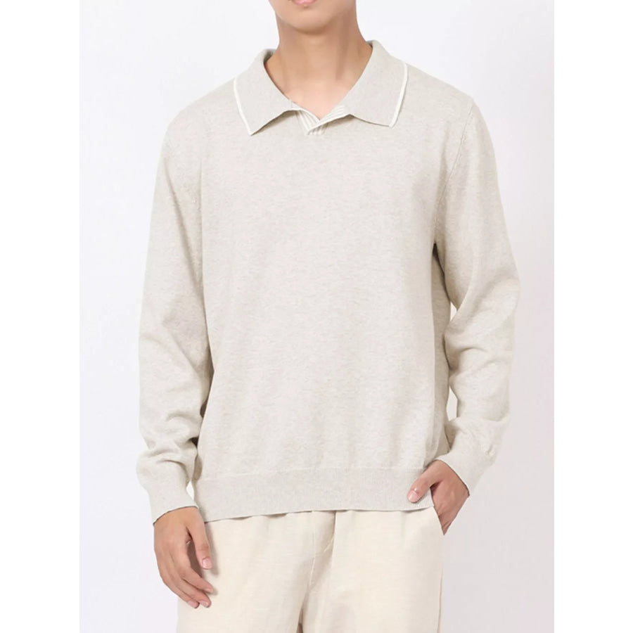 Men’s Plus Size Long-Sleeve Contrast Trim Polo Apparel and Accessories