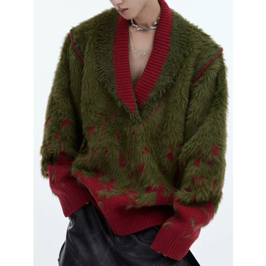 Men’s Plus Size Long Sleeve Loose Fit Sweater Green / M Apparel and Accessories