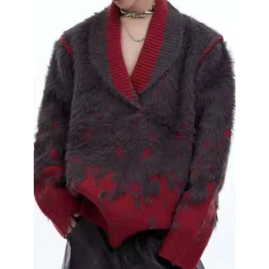 Men’s Plus Size Long Sleeve Loose Fit Sweater Red / M Apparel and Accessories