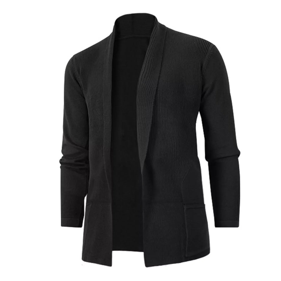Men’s Plus Size Long Sleeve Open Front Cardigan Black / M Apparel and Accessories