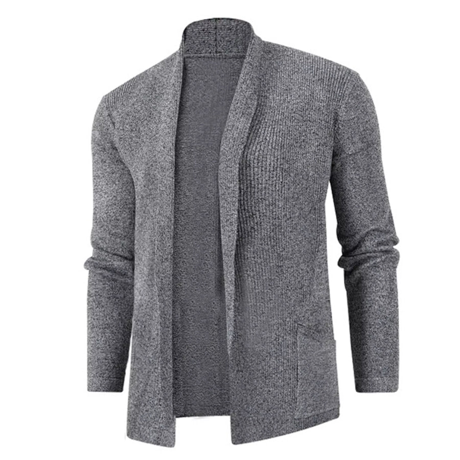 Men’s Plus Size Long Sleeve Open Front Cardigan Gray / M Apparel and Accessories
