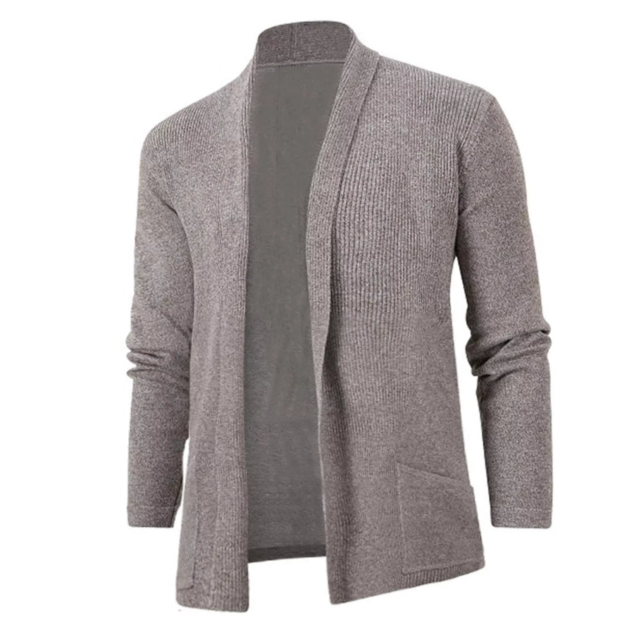 Men’s Plus Size Long Sleeve Open Front Cardigan Khaki / M Apparel and Accessories