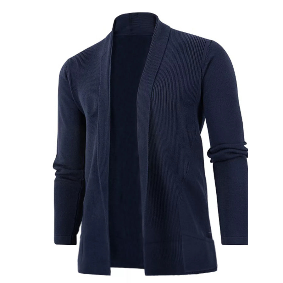 Men’s Plus Size Long Sleeve Open Front Cardigan Navy Blue / M Apparel and Accessories