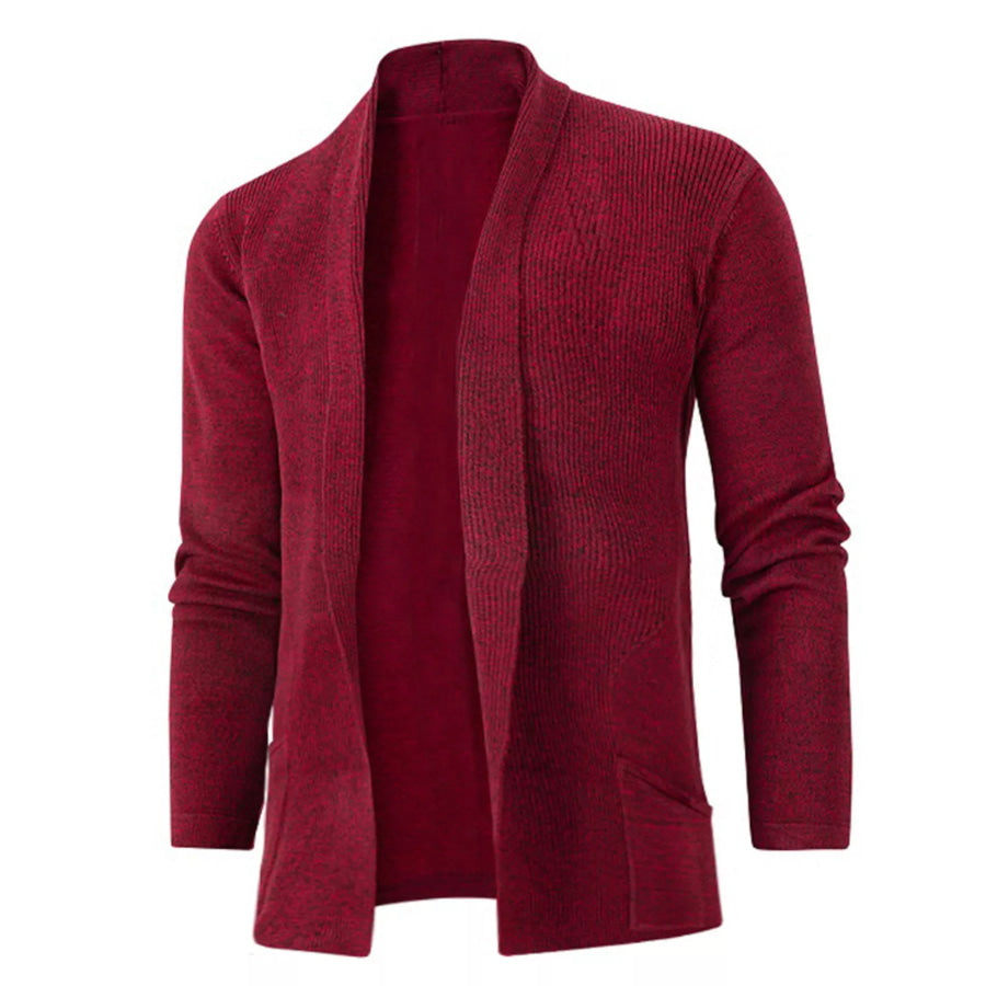 Men’s Plus Size Long Sleeve Open Front Cardigan Wine Red / M Apparel and Accessories