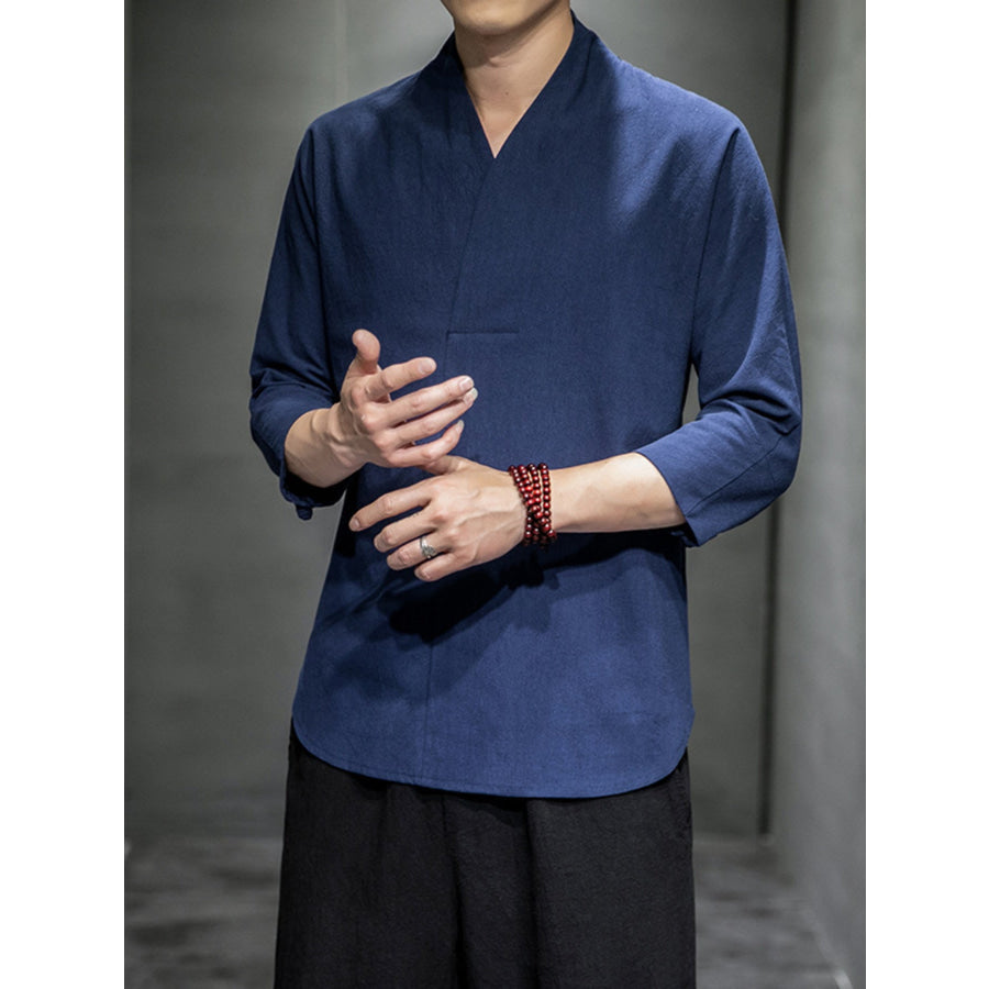 Men’s Plus Size Loose Fit 3/4 Sleeve Shirt Apparel and Accessories