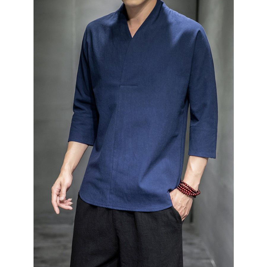 Men’s Plus Size Loose Fit 3/4 Sleeve Shirt Apparel and Accessories