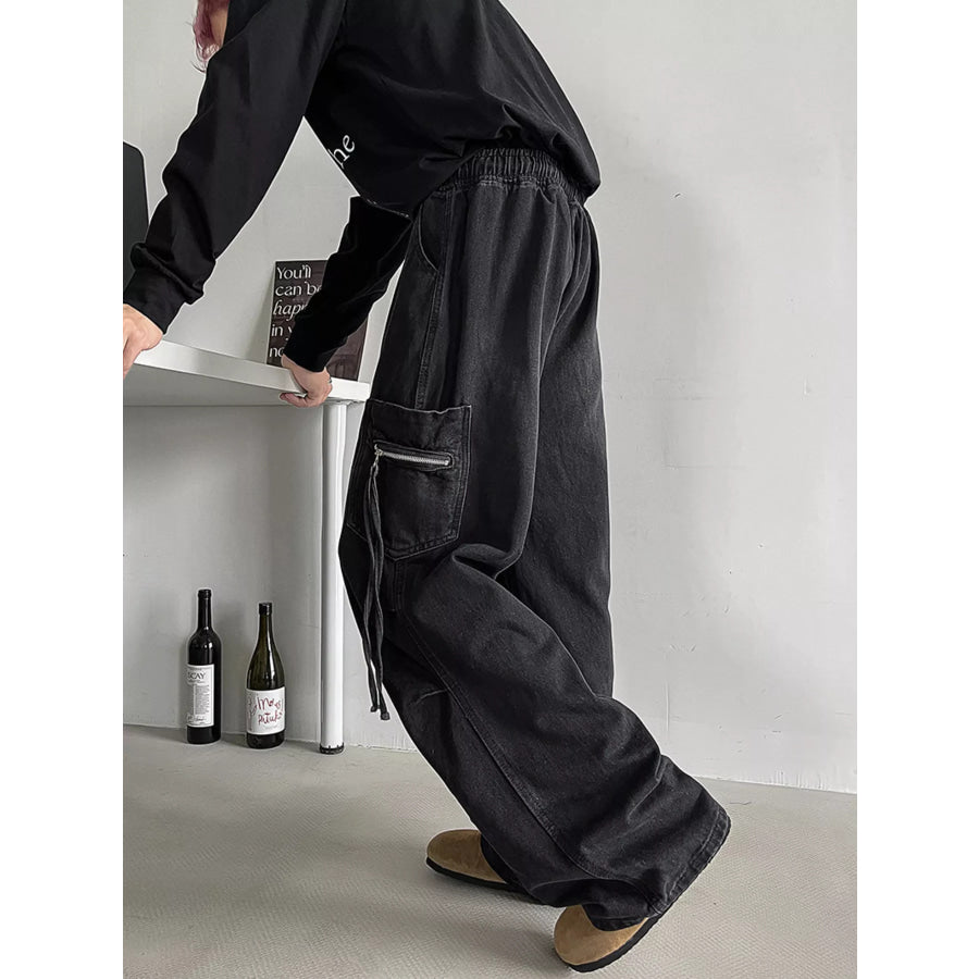 Men’s Plus Size Loose Fit Cargo Jeans with Drawstring Apparel and Accessories