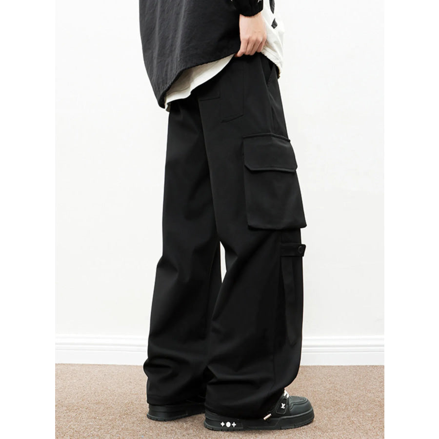Men’s Plus Size Loose Fit Cargo Pants with Drawstring Black / M Apparel and Accessories