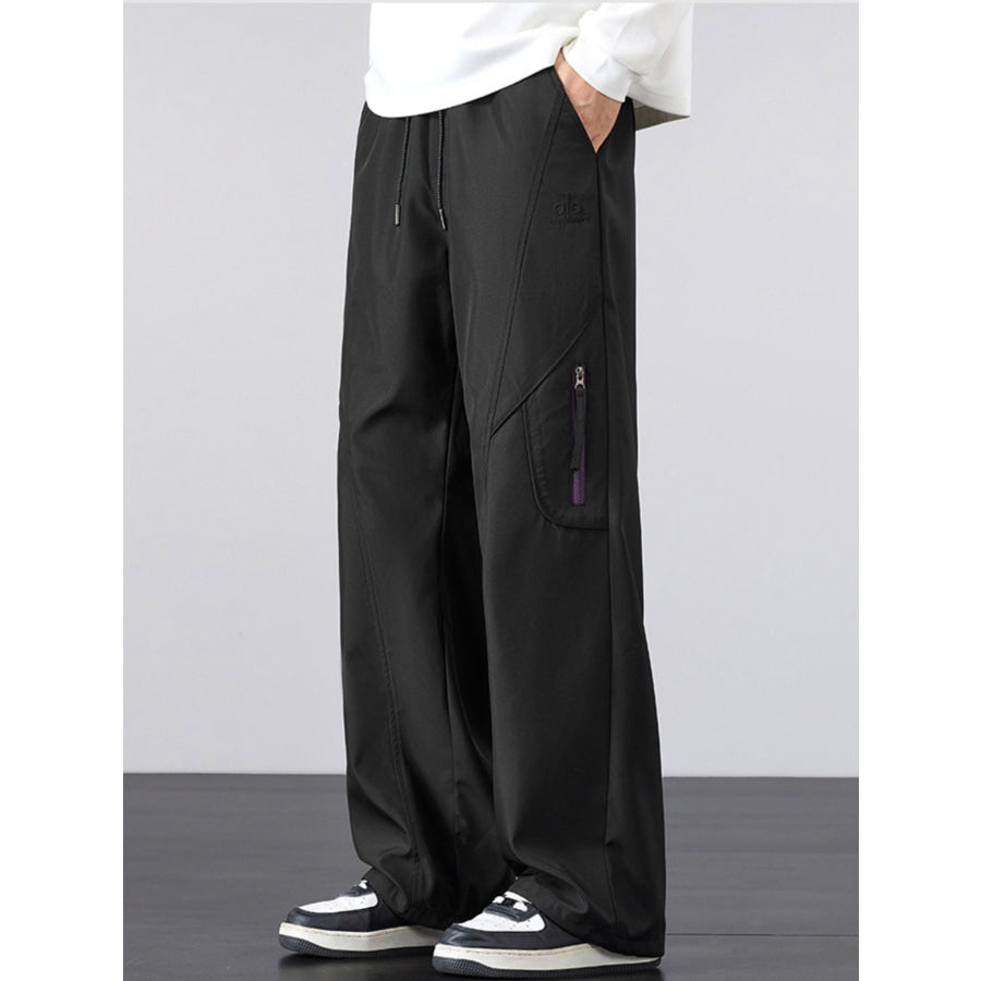 Men’s Plus Size Loose Fit Cargo Pants with Zipper Pocket Black / M Apparel and Accessories