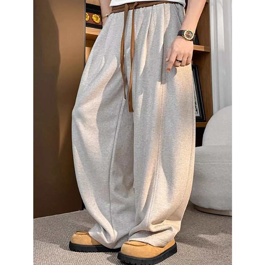 Men’s Plus Size Loose Fit Casual Sweatpants with Drawstring Khaki / M Apparel and Accessories
