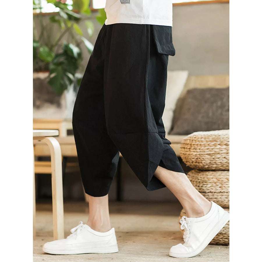 Men’s Plus Size Loose Fit Cropped Pants Black / M Apparel and Accessories